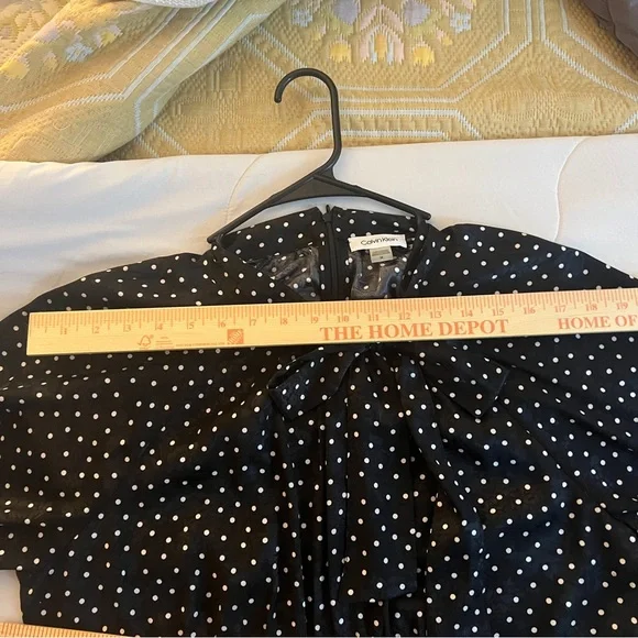 Calvin Klein Black Polka Dot Jacquard Midi Dress NWT Size 14 - Picture 8 of 11